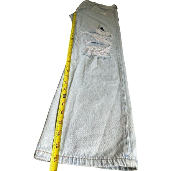 Aeropostale High-Rise Baggy Jean Medium Wash Distressed 90s Button Fly Size 8 - Picture 3 of 9